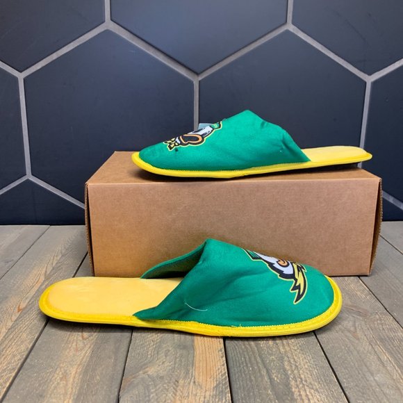 ~New W/O Box! Mens Oregon Ducks Sports College Slippers Green Yellow Multi Sizes - Picture 2 of 5